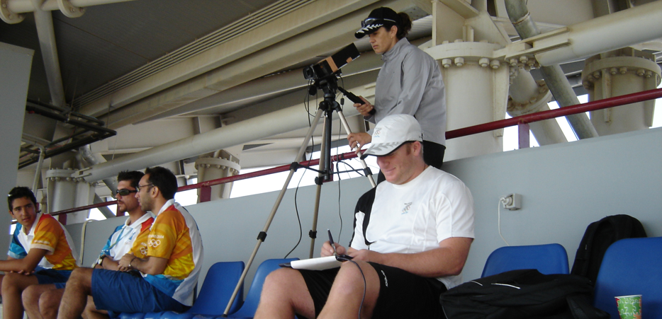 Dee Werder-McCrea filming on location at the 2004 Athens Olympic Games