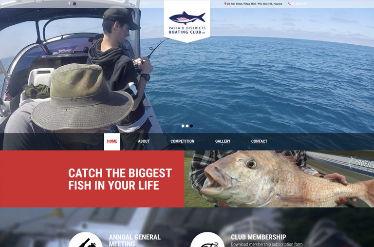 patea and districts boating club website design